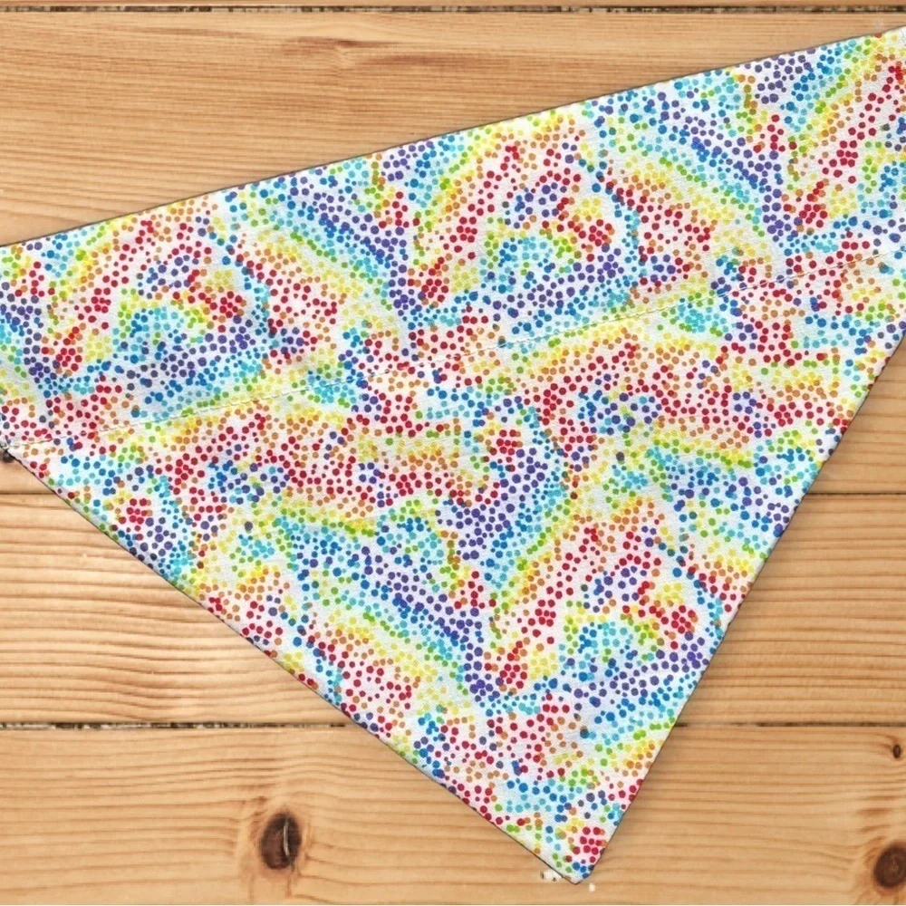 Rainbow Swirls Handmade Reversible Over Collar Dog Bandana XS SM M La…